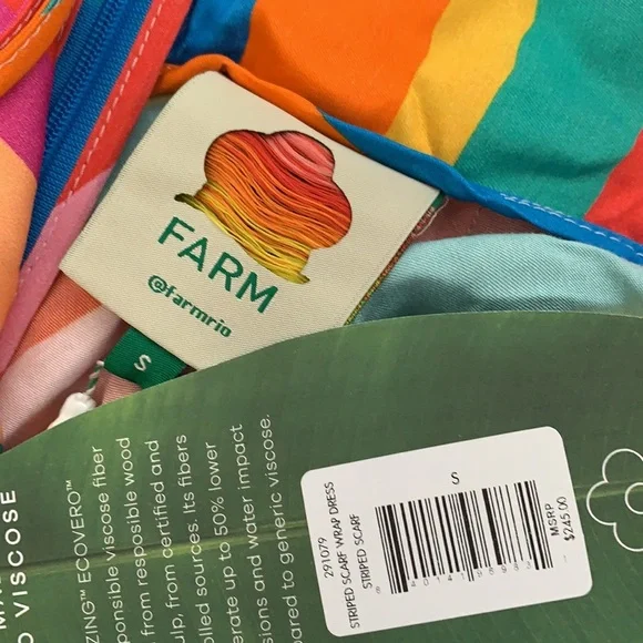NWT farm rio striped scarf wrap maxi dress in rainbow - Picture 6 of 11